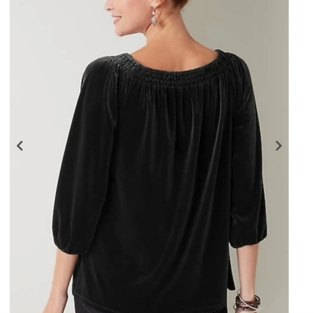 J Jill off the shoulder velvet top Black - Picture 2 of 7